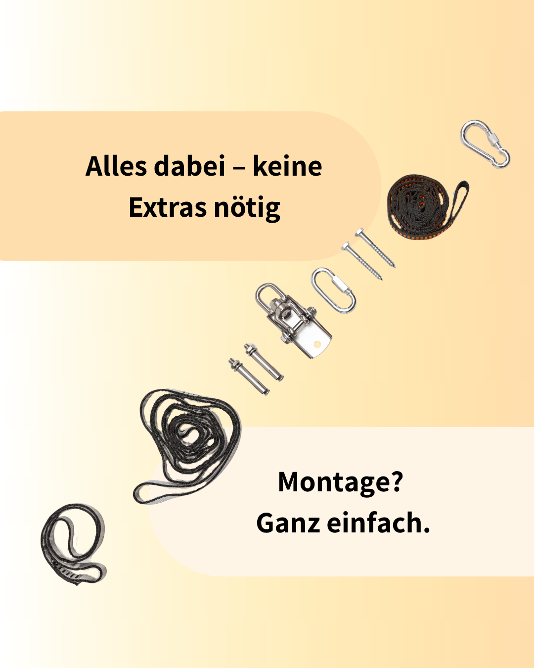 Montageset für Schaukeltuch von Jolovi – einfache Befestigung an Decke, Balken oder Türrahmen